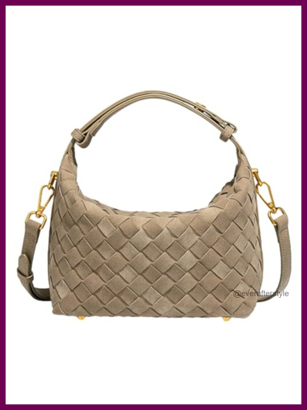 Faux Suede Woven Shoulder Tote Bag Slouchy Hobo Satchel Crossbody Handbag